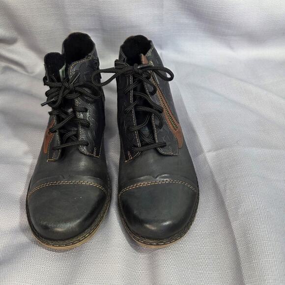 Remonte D4378-16 womens fashion comfort short boots, size 39/8.5, blue & brown - Picture 2 of 8